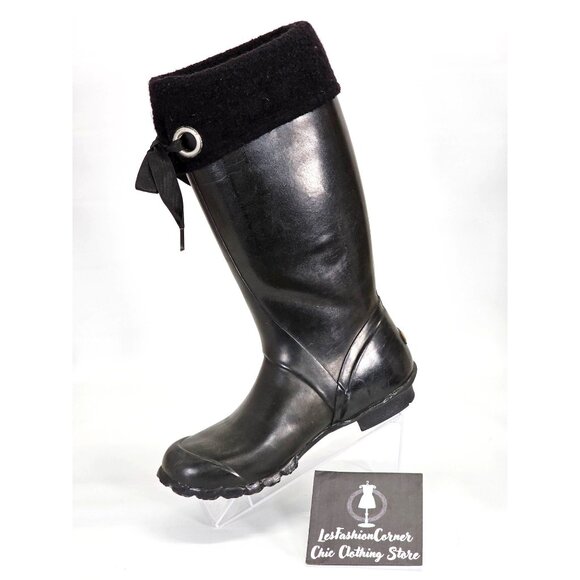 Bogs Women's Black Rubber Alex Solids Tall Lined Rain Boots Size 8 1713 - Picture 14 of 15